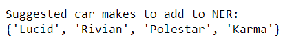 Car makes to add as named entities