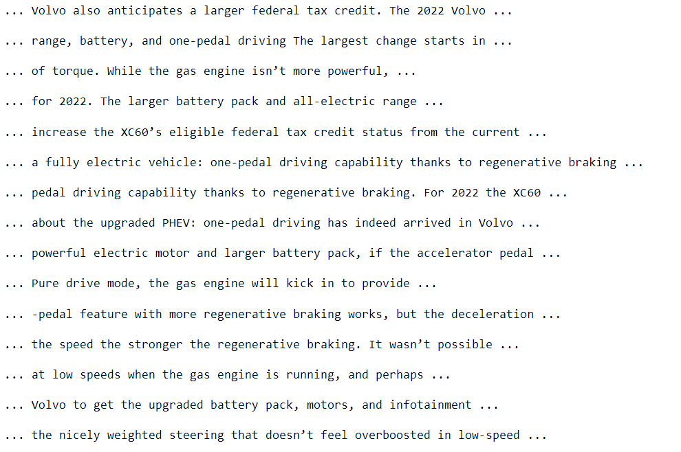 Excerpts of ten adjacent tokens of top bigrams